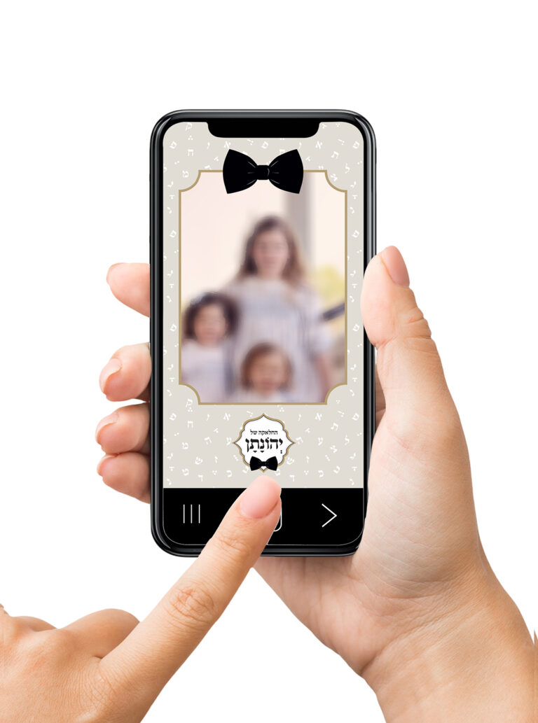 Blank frameless smartphone in female hands, empty screen for mockup, isolated on white background